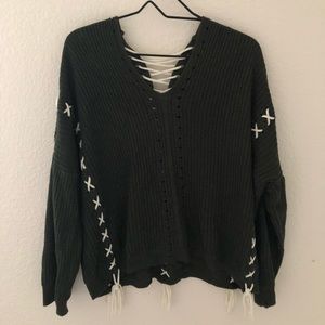 Dark green woven sweater